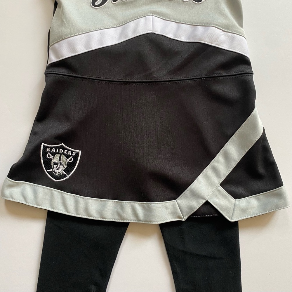 Raiders Cheerleading Dress Size 2T Reebok With Leggings Outfit Black Gray Girls - Picture 8 of 16